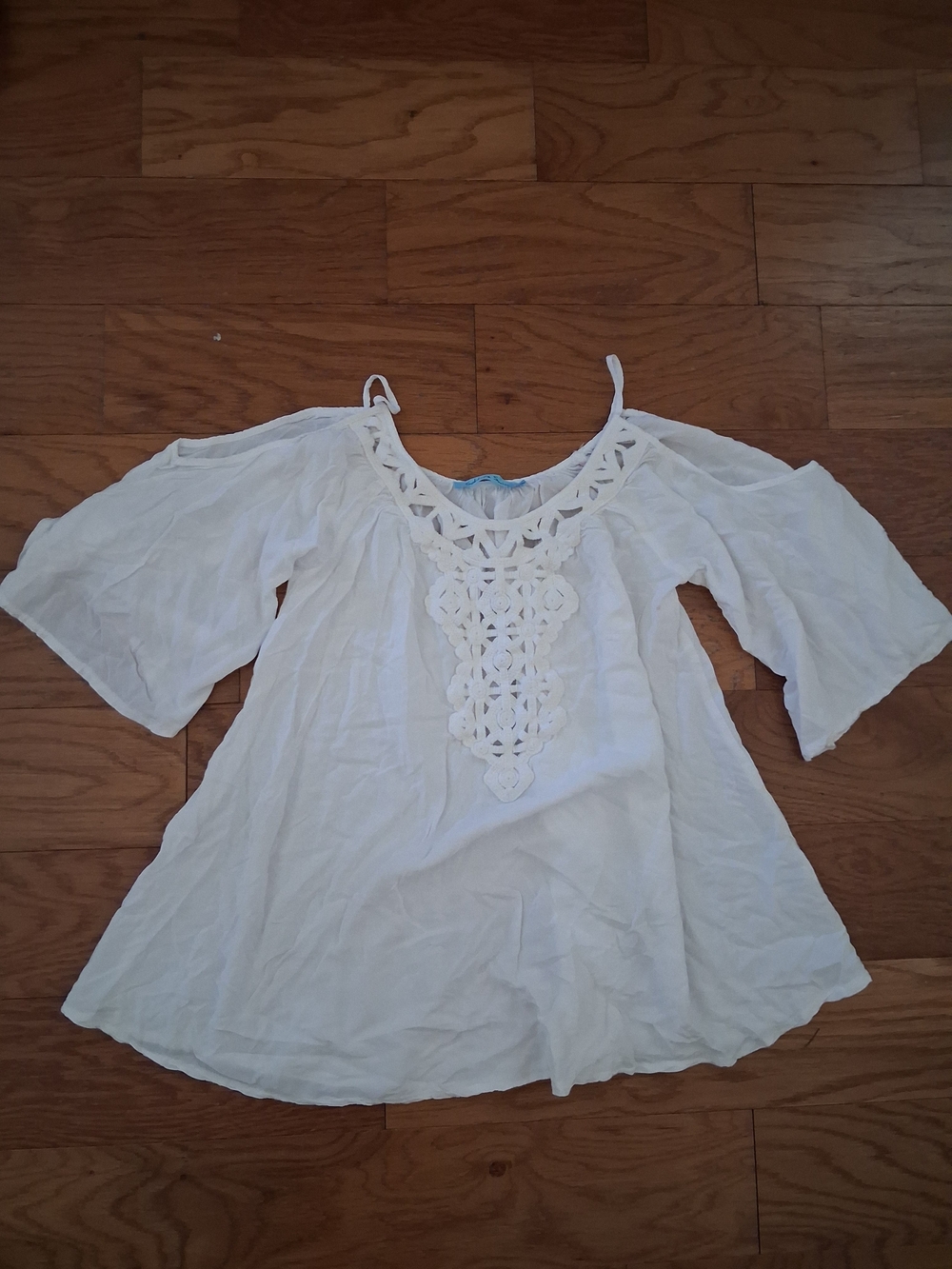 Women's Solitare Swim White Crochet-Detail Peasant Tunic
